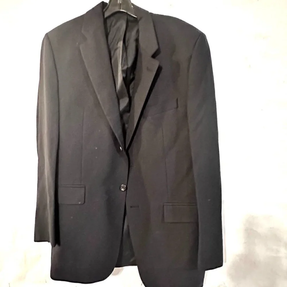 RalpH Lauren Black Blazer Sport Coat Jacket 44R  Wool Sports Size 44